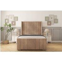 Sloomy Hargrave Naples Frame-Mattress-50 Upholstered Wingback Headboard in Light Brown | Size: King