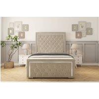 Sloomy Sofia Chrome Plush Frame-Mattress - 50 Upholstered Headboard in Cream | Size: Double