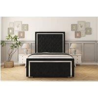 Sloomy Sofia Chrome Plush Frame-Mattress - 50 Upholstered Headboard in Black | Size: Single