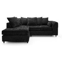 Furnishings For Less UK Monaco Chenille Fabric 3 to 4 Seater L Shaped Corner Sofa Left Hand Facing in Black