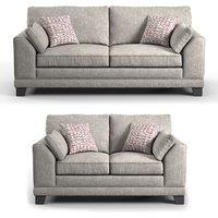 Furnishings For Less UK Hilliard Fullback Fabric Sofa Suite 3 Seater & 2 Seater Charcoal or Mist in Beige