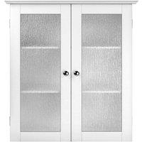 Teamson Home Bathroom Connor Wall Cabinet With 2 Glass Doors White