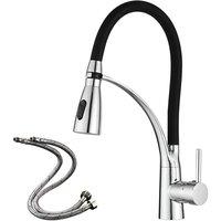 Heable Sleek Kitchen Mixer Tap With Pull Down Sprayer 360 Swivel in Silver