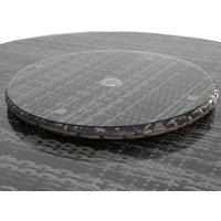 FURNITURE ONE Rattan Lazy Susan Glass Turntable with Parasol Hold - 60CM in Grey | Size: 1 Pack