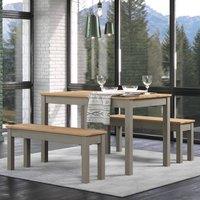 Core Products Corona Grey Rectangular Dining Table with 2 Grey Pine Benches - Set