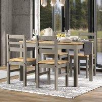 Core Products Grey Corona Table Set with Large Rectangular Table & Four Pine Chairs