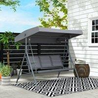 OUTSUNNY 3 Seater Garden Swing Patio Hammock w/ Canopy for Outdoor in Grey