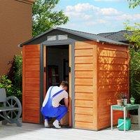 OUTSUNNY Garden Shed Wood Effect Tool Storage Sliding Door Wood Grain in Brown