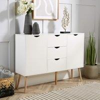 Home Source Boden 3 Drawer 2 Door Sideboard Unit in White