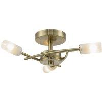 Happy Homewares Contemporary Designer 3-Arm Ceiling Light Fitting with Frosted Tubular Glass Shades in Metallic Gold