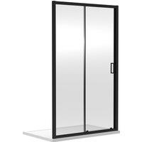 Balterley 6mm Toughened Safety Glass Reversible Sliding Shower Door 1400mm in Black
