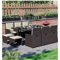 Home Discount 11Pc Garden Vida Cuba 10 Seater Rattan UKFR Fabric Garden Furniture in Brown