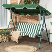 OUTSUNNY Outdoor Metal Hammock Swing Chair 3-Seater Patio Bench Garden in Green