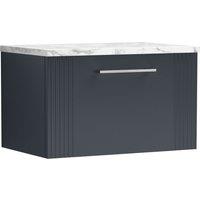 Balterley 1 Drawer Wall Hung Vanity Unit Marble Laminate Worktop, 600mm in Grey