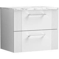 Balterley 2 Drawer Wall Hung Vanity Unit Marble Laminate Worktop, White 600mm