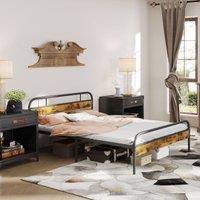HOMCOM Bed Frame with Headboard, Platform Bed Frame with Underbed Storage in Brown | Size: Single