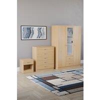 Home Discount Vida Designs 3Pc Bedroom Set 1Bedside, 5 Drawer Chest, Mirror Wardrobe in Brown