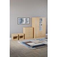 Home Discount Vida Designs 4Pc Bedroom Set 2xBedside, 5Drawer Chest, Mirror Wardrobe in Brown