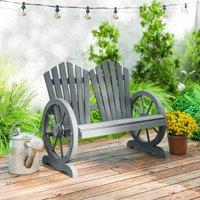 OUTSUNNY 2 Seater Garden Bench w/ Wheel-Shaped Armrests Grey