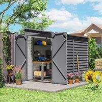 OUTSUNNY 5 x 9ft Galvanised Metal Garden Shed with Foundation Kit, Grey