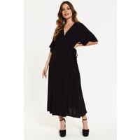 Liquorish Women's Black Maxi Wrap Dress | Size: 16