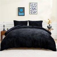 GAVENO CAVAILIA Osum Ribbed Duvet Cover Set in Black | Size: King