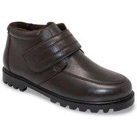 Chums Men's Leather Touch Fasten Boot Extra Wide Fit in Brown | Size: 10