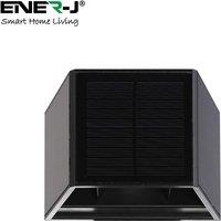 ENER-J Solar Up-Down Wall Lights with 3 directional Polycrystalline Solar Panel 5V/0.9W*3, 3.7V/1300mAh in White | Size: 25 cm diameter x 19 cm high
