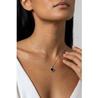 MUCHV Women's Sterling Silver Black Clover Necklace