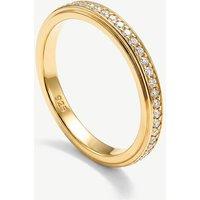 MUCHV Women's Gold Thin Stacking Eternity Ring With Sparkling Stones | Size: O