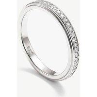 MUCHV Women's Sterling Silver Thin Stacking Eternity Ring With Sparkling Stones | Size: K
