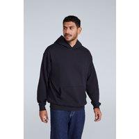 Animal Men's 'Icon' Logo Print Kangaroo Pocket Cotton Snug Fit Drop Shoulder Hoody in Jet Black | Size: Large