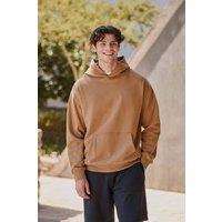 Animal Men's 'Icon' Logo Print Kangaroo Pocket Cotton Snug Fit Drop Shoulder Hoody in Tan | Size: Small