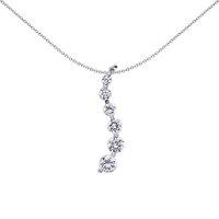 Jewelco London Women's Silver CZ Flow Drop Wave Pendant Necklace 18 inch