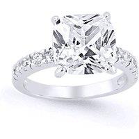 Jewelco London Women's Silver Cushion CZ Shoulder-Set 4 Claw Solitaire Engagement Ring | Size: O