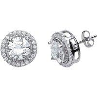 Jewelco London Women's Silver CZ Halo Stud Earrings