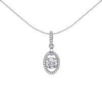 Jewelco London Women's Silver CZ Halo Charm Necklace