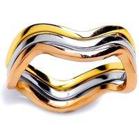 Jewelco London Women's 3-Colour Silver Wavy Russian Wedding Stacker Ring made of 3 Bands | Size: Medium