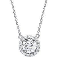 Jewelco London Women's Silver CZ Solitaire Halo Charm Necklace 16 + 2 inch
