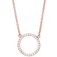 Jewelco London Women's Rose Silver CZ Pave Halo Charm Necklace 16 + 2 inch in Rose Gold