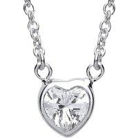 Jewelco London Women's Silver Love Heart CZ Love Heart Charm Necklace 17 inch