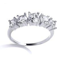 Jewelco London Women's Silver CZ Eternity Engagement Ring | Size: O