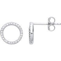 Jewelco London Women's Silver CZ Halo Hoop Eternity Ring Drop Earrings