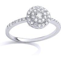 Jewelco London Women's Silver CZ 2 Tier Halo Solitaire Dress Ring | Size: Q