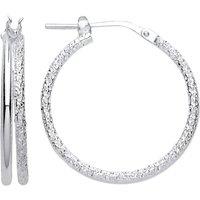 Jewelco London Women's 925 Sterling Silver Frosted Barked Double Hoop Earrings 23mm