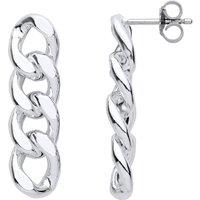 Jewelco London Women's Sterling Silver Plaited Flat Twist Oval Hoop Earrings 15mm 4mm