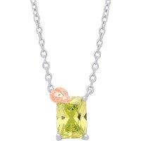 Jewelco London Women's Rose Silver Green Radiant CZ Ladybird Toi et Moi Necklace 18"