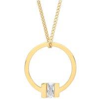 Jewelco London Women's Gilded Silver Radiant CZ Circular Square T Bar Necklace 18" in Gold