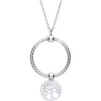 Jewelco London Women's Silver Snake Circle Cutout Tree of Life Disc Pendant Necklace 16"