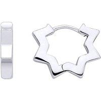 Jewelco London Women's Sterling Silver Star Huggie Hoop Earrings